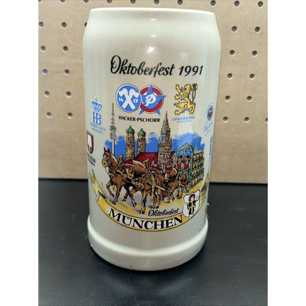 Bavaria Oktoberfest Beer Stein 1991 - Munchen Germany - Ceramic - 7 3/4"